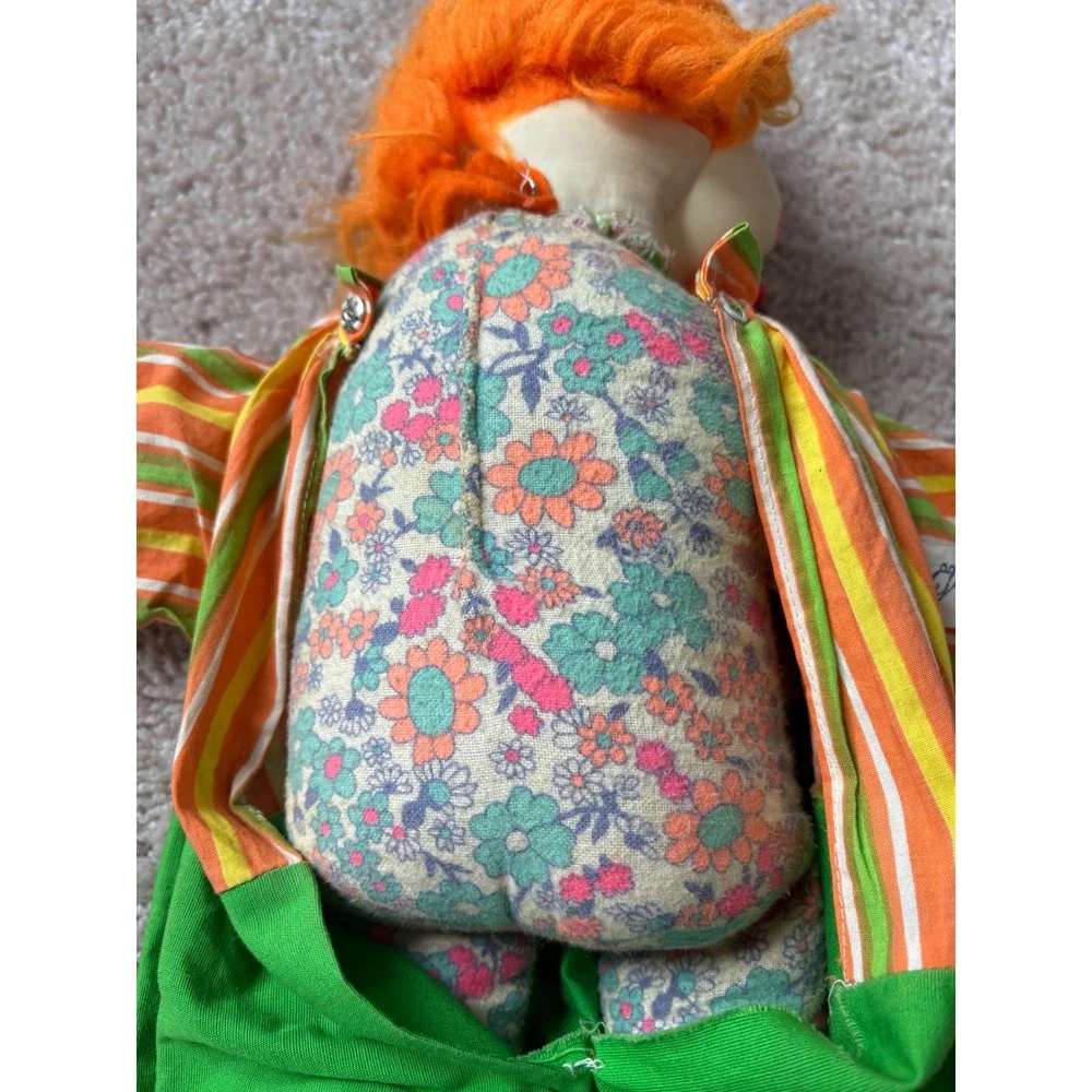 Vintage 1963 Gund J‎ Swedlin Rubber Face Clown Doll Striped Plush Toy MCM 1960s